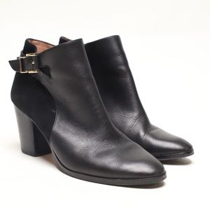 Louise Et Cie Ankle Boots Lo-Vasca 9.5 Black Leather Suede Size Zip Buckle Shoe